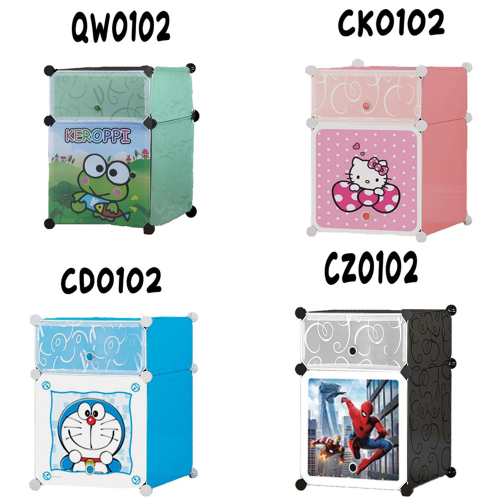 Lemari Plastik Portable Mini 2 Susun Import Karakter Doraemon