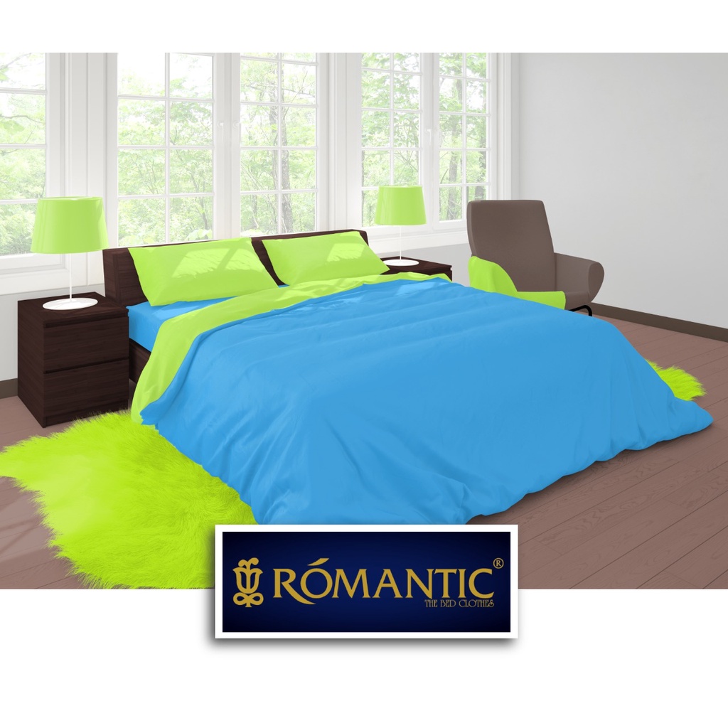 Two Tone Bedcover ROMANTIC Green x Blue aesthetic Bandung