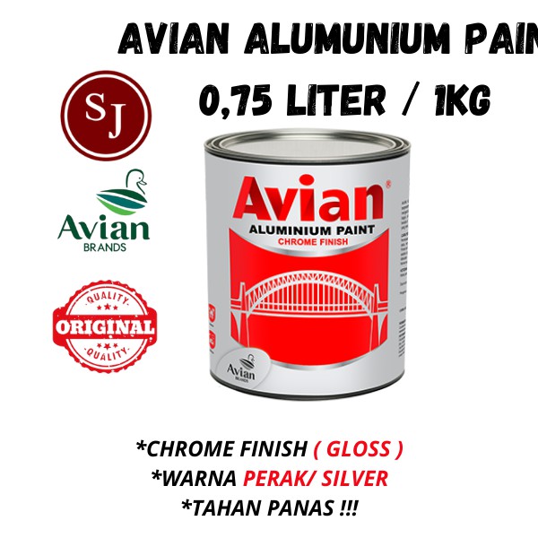 AVIAN CAT MINYAK ALUMINIUM 1KG / 0,75 LITER SILVER Bronze PERAK Cat BESI Chrome X Kangaroo 936 perak