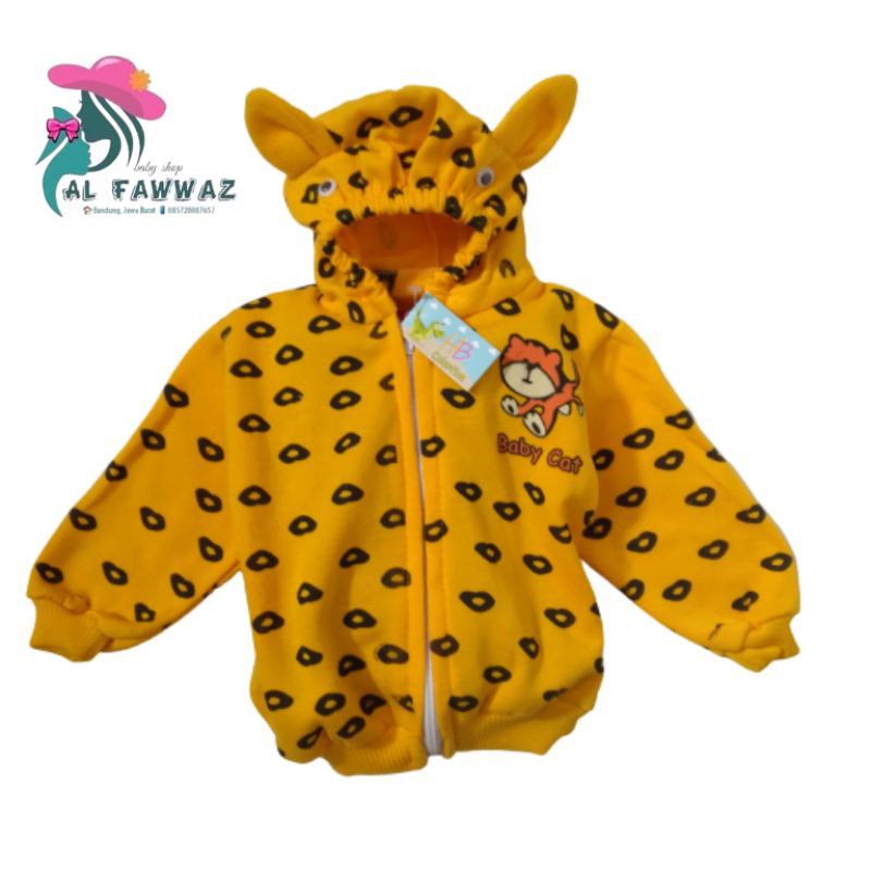 Jaket bayi motif baby cat-Kuning
