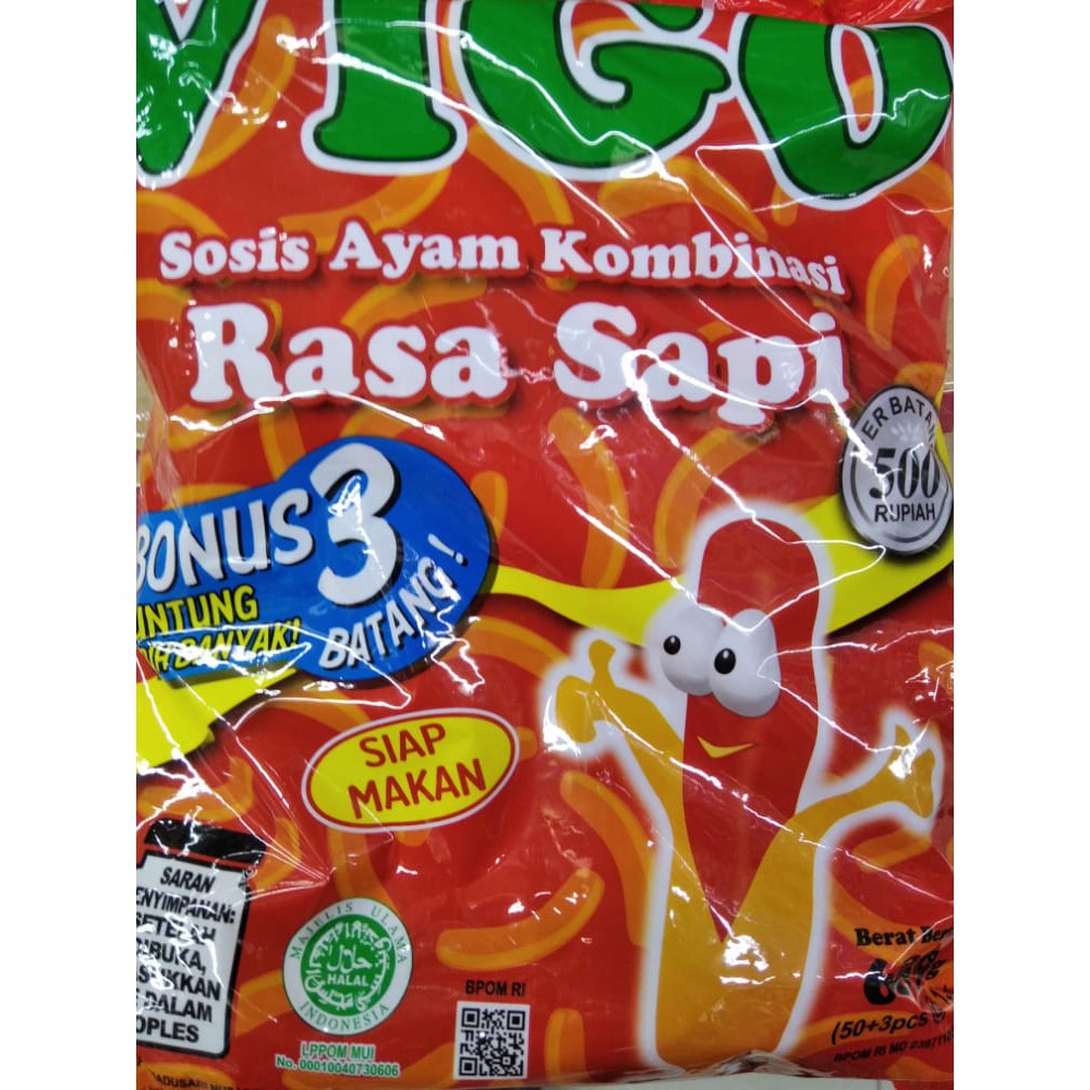 

Vigo Sosis Ayam Kombinasi Rasa Sapi Siap Santap 650gram