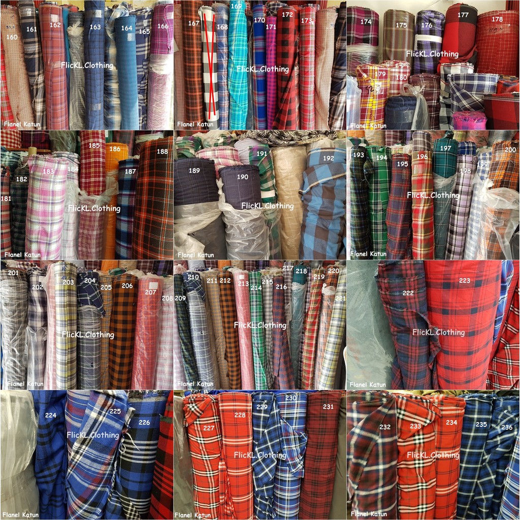 Bahan Kain Flanel Cotton Katun Kotak Kotak Kemeja Motif