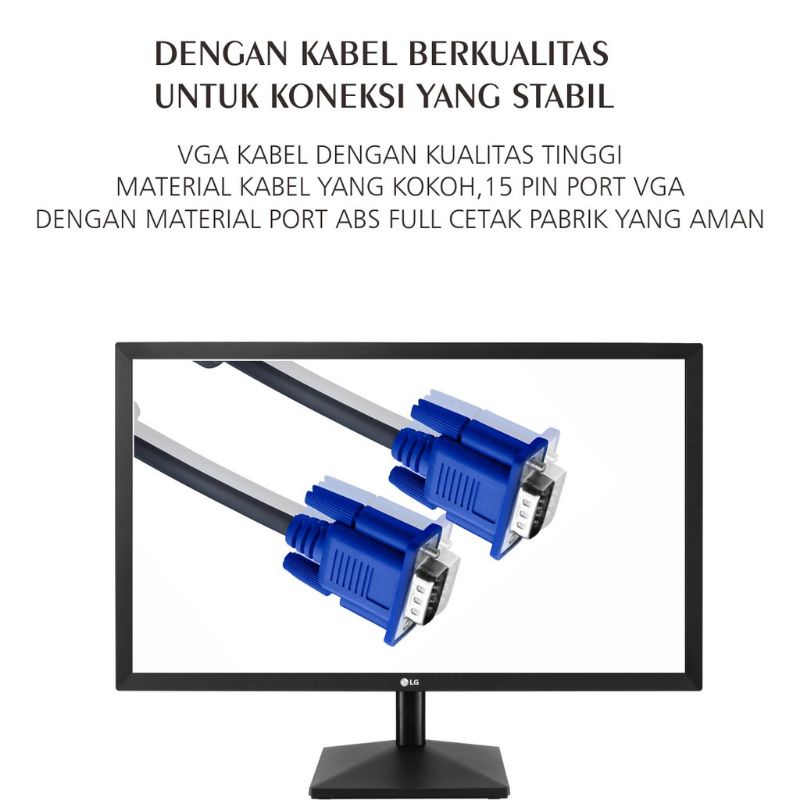 Kabel VGA Monitor LCD / VGA To VGA Panjang Kualitas Bagus