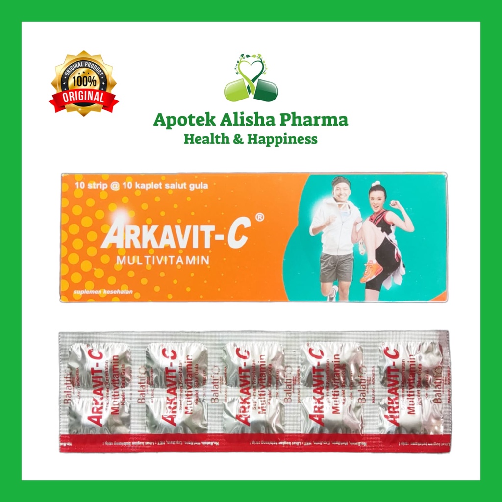 ARKAVIT-C Strip isi 10 Tablet-Arkavit C Tablet Multivitamin+Vit C/Daya Tahan Tubuh/Arkafit/Arkapit C Tablet