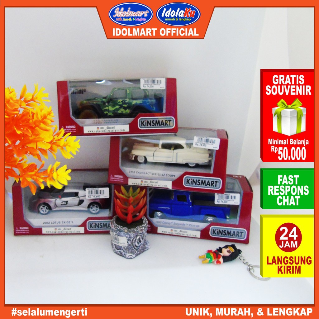 IDOLAKU Mainan Mobil Besi Kinsmart / MIniatur Mobil Asli /Seri klasik