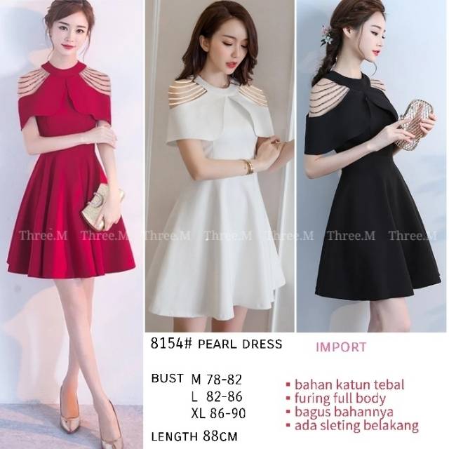 Jual Dress Party Dress Pesta Baju Pesta Gaun Cantik Korea Mini Dress Polos Import Murah New Best 