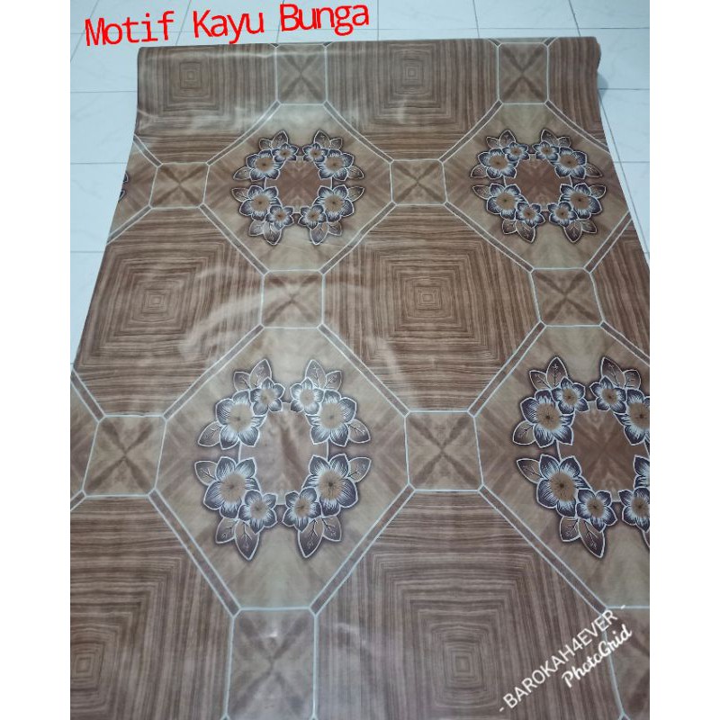 Karpet Plastik Vinyl Motif Bunga Kayu Serbaguna