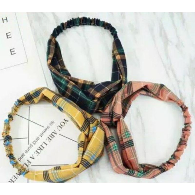 ♫ Megata ♫ A086 Bando Pita Motif Simpul Twist Ikat Rambut Mandi Fashion Korea Import