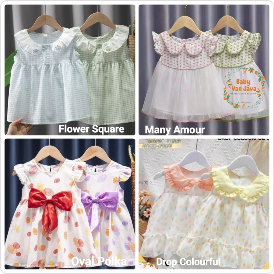 Baju Anak Perempuan Kaos Baju Setelan Dress Bayi Flowery (1 Tahun - 3 Tahun)