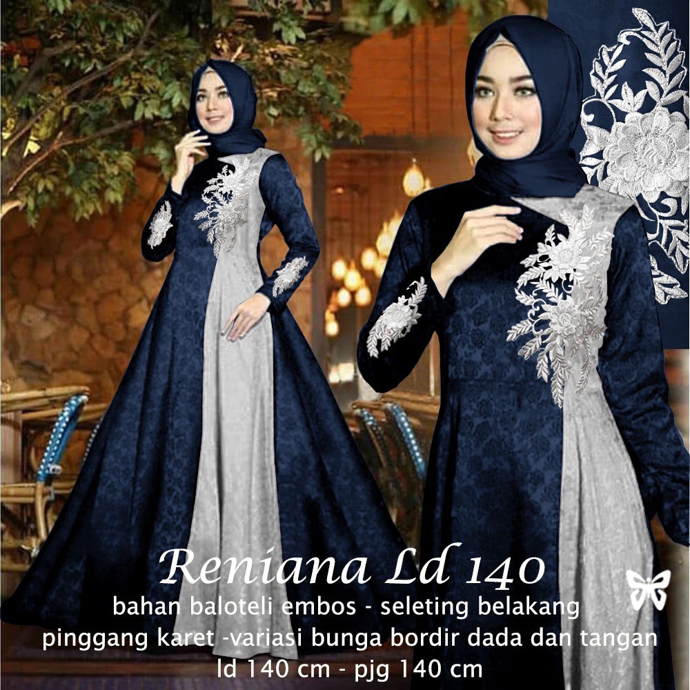 Muat sampai 5L Gamis Syari Super Jumbo LD 140 cm Terbaru Reniana