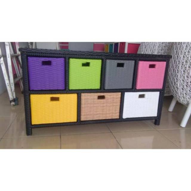 Lemari rotan sintetis laci 7