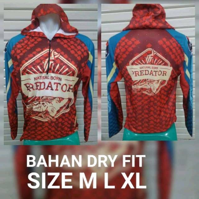 Jersey Kaos Mancing Predator mania coklat kupluk