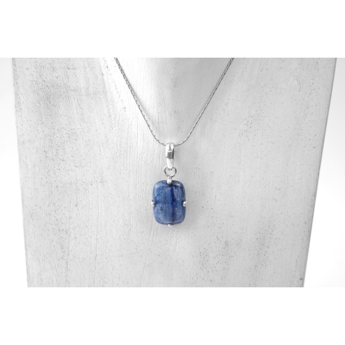 Pendant Perak Koleksi Kyanite Sapphire Minimalist Blue Biru Liontin