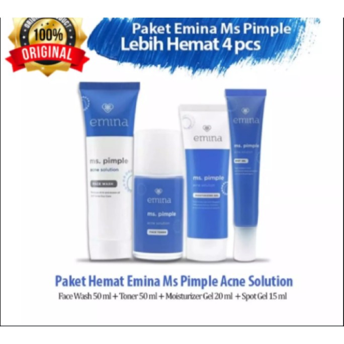 PAKET GLOWING SKINCARE EMINA Ms,Pimple paket ms,pimple emina paket skincare emina paket glowing mura