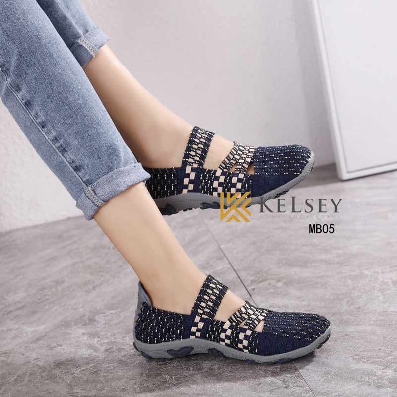 (GRATIS ALAS KAKI) NICOLE  Sepatu Flat Rajut Wanita Kelsey MB05