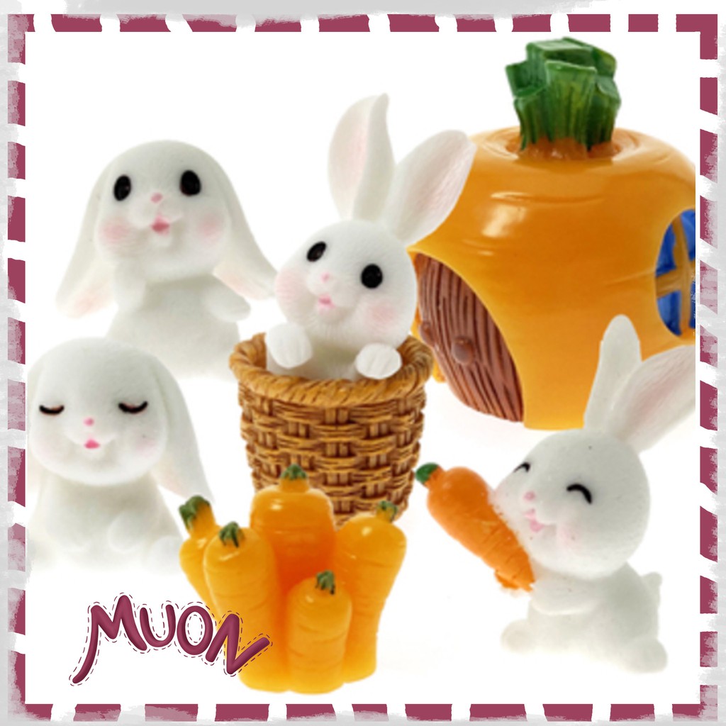 Hiasan Kue Kelinci Rabbit Bunny Carrot Wortel Cake Decoration Figurine Miniatur Pajangan Figurin Bon