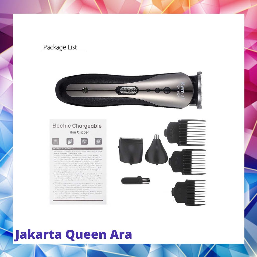 Kemei Alat Cukur Elektrik Hair Trimmer Shaver Rechargeable - KM-140