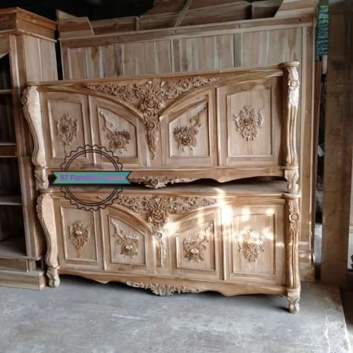 Bufet panjang untuk meja Tv full ukir Jepara - Buvet jati mentahan