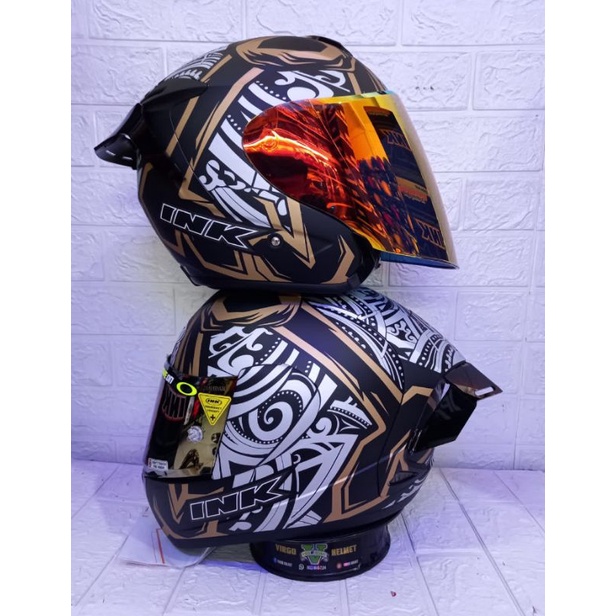 HELM COUPLE INK CL~ MAX#8 BLACK GOLD & INK DYNAMIC#3 BLACK MATT GOLD GANTENG TERMURAH