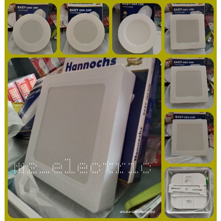 Lampu led panel ob/downlight hannochs tempel luar plafon / Hannochs led type easy obr dan obs di kot
