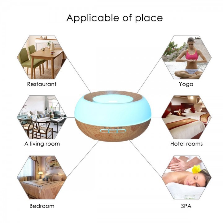 H01 - Essential Oil Aromatherapy Diffuser Ultrasonic Cool Mist Aroma Humidifier 7 Colors - 300 ml