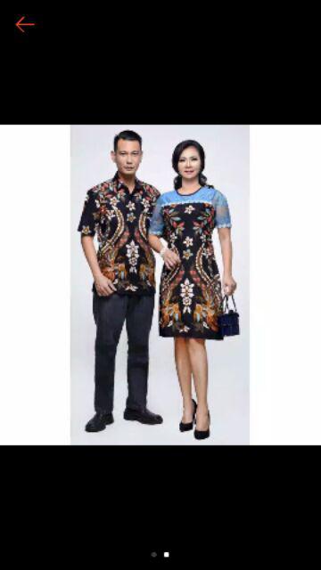 Simifashion Couple Dress Etnik Motof Batik Solo Manuk Dan Kemeja Dijual Terpisah