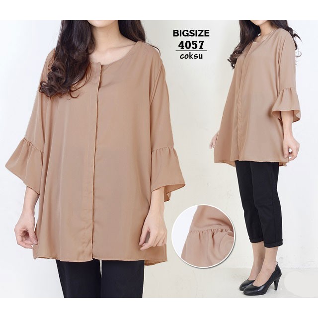 ARENA - Blouse Jumbo Kancing Depan / Atasan Big Size Polos