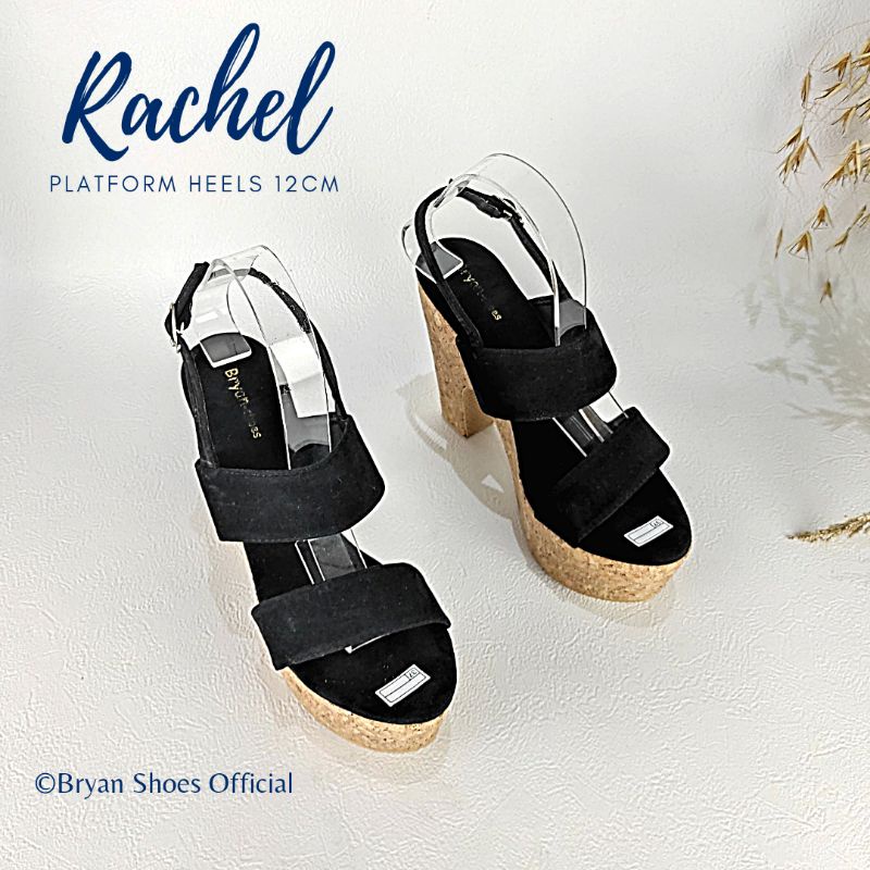 Bryan Rachel Platform Heels Silang 12cm Hak Tahu Kelom Berkualitas Sol Tebal