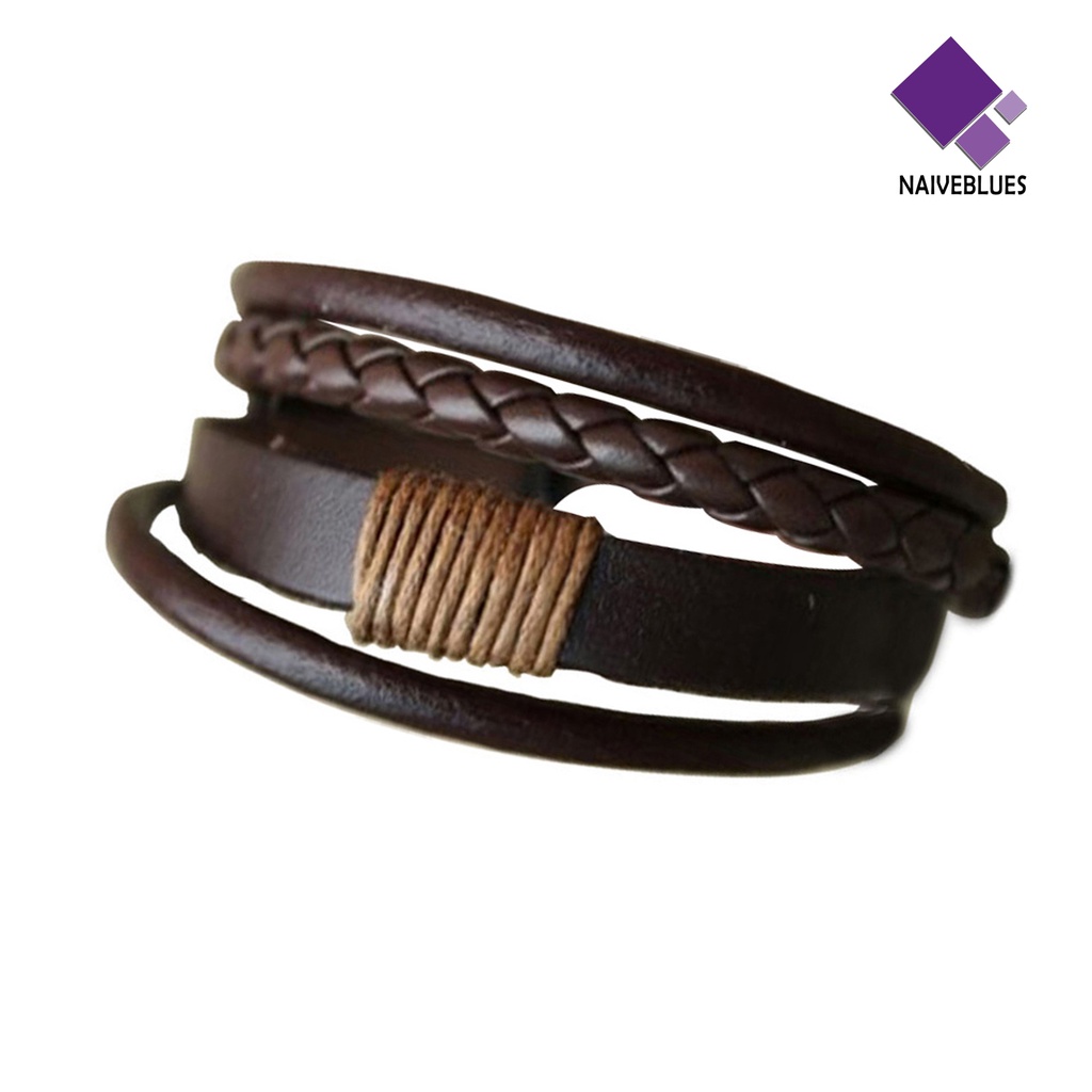 Gelang Bangle Multilayer Adjustable Bahan Kulit Imitasi Untuk Unisex