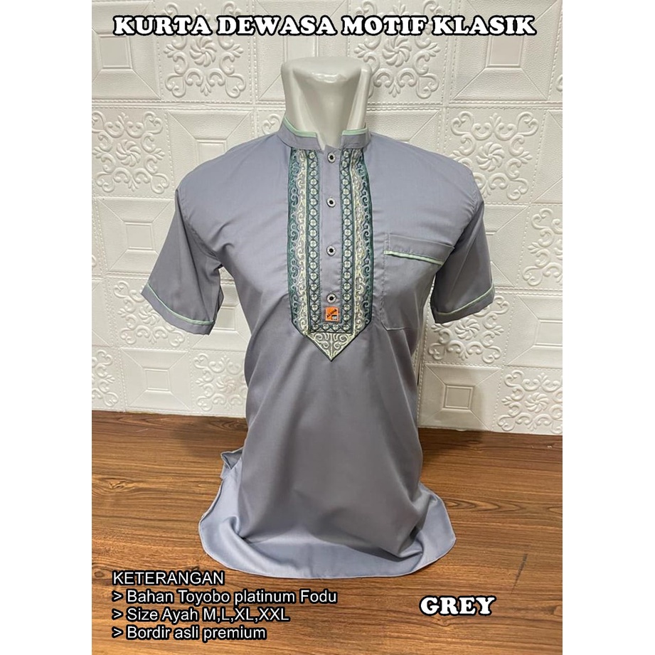 Kurta Dewasa Bahan Toyobo Bordir Premium