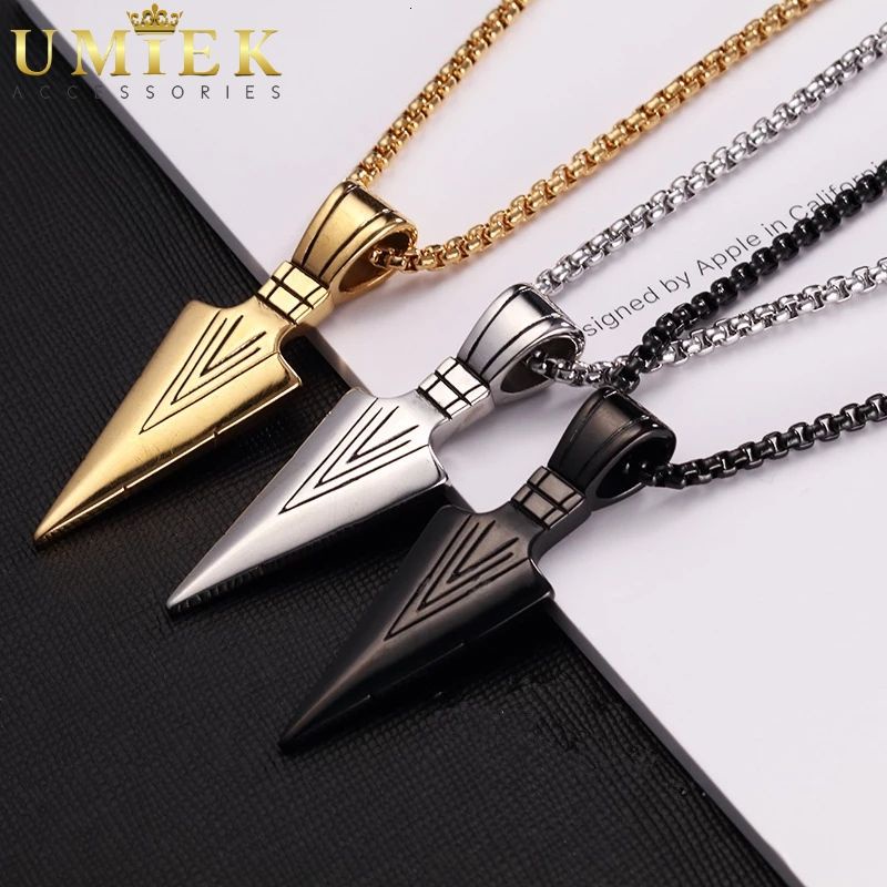 Kalung Pria Cowok Titanium Rantai Rollo silver putih perak emas gold hitam black rante liontin segit