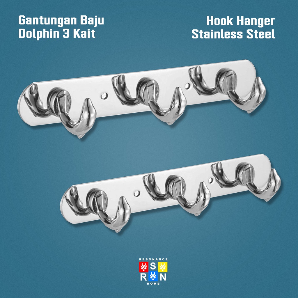 Gantungan Dinding Model Lumba-Lumba / Hanger 3 Hook Resonance Home