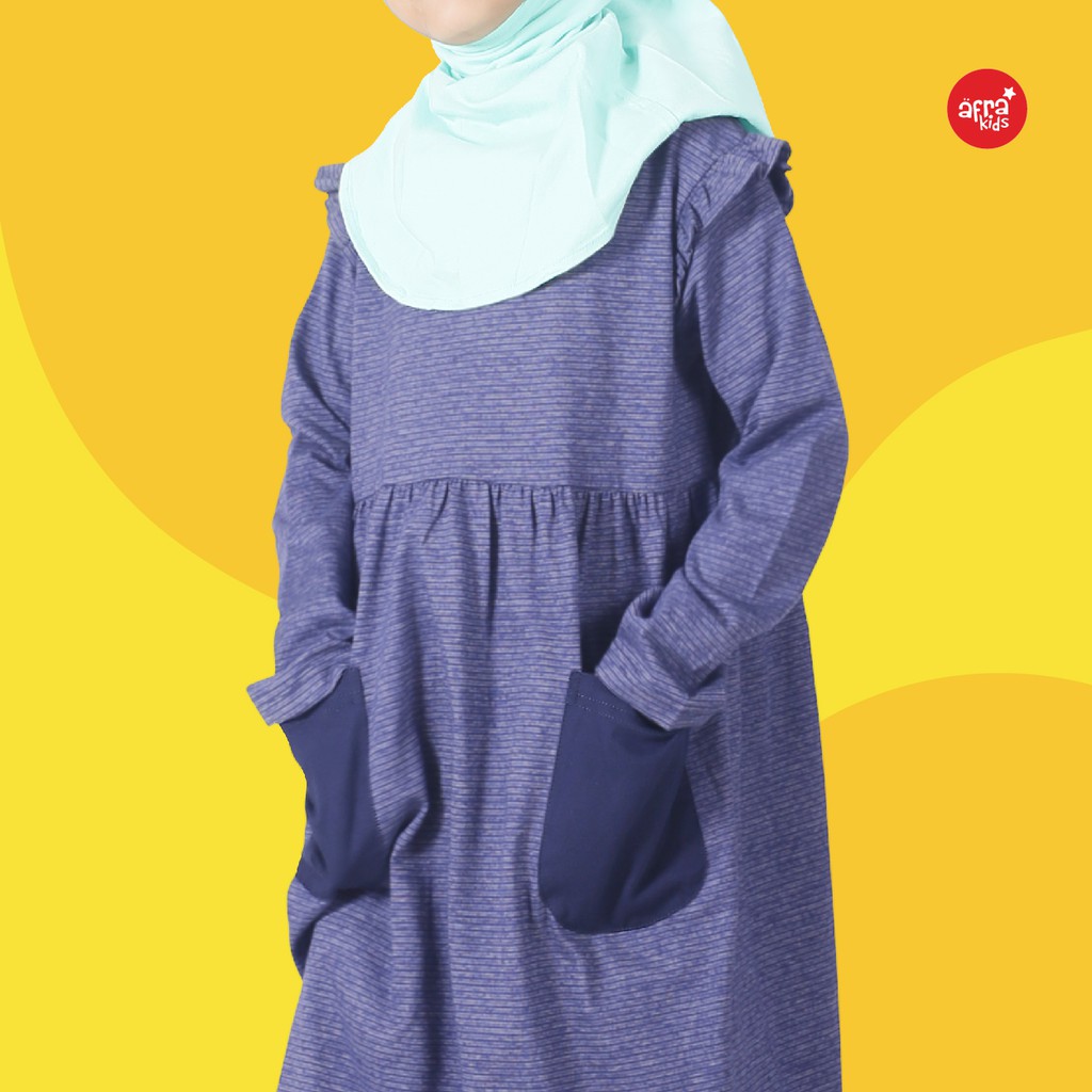 Gamis Anak Afrakids AFRA - GA002 Navy - Baju Muslim Anak Perempuan