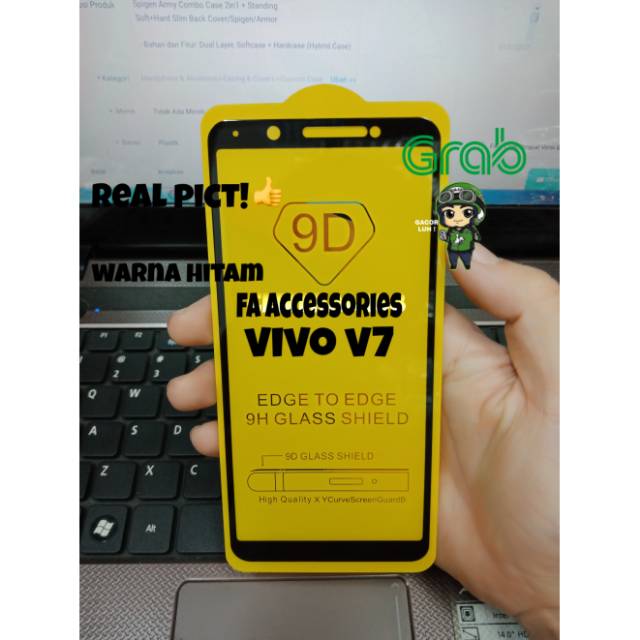 TEMPERED GLASS 5d Full Lem VIVO V7 HITAM PUTIH