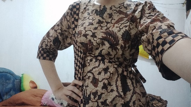 Tey-17 Batik Wanita Asj Sa Hrb026 Kenongo Kemeja Tosca Pendek