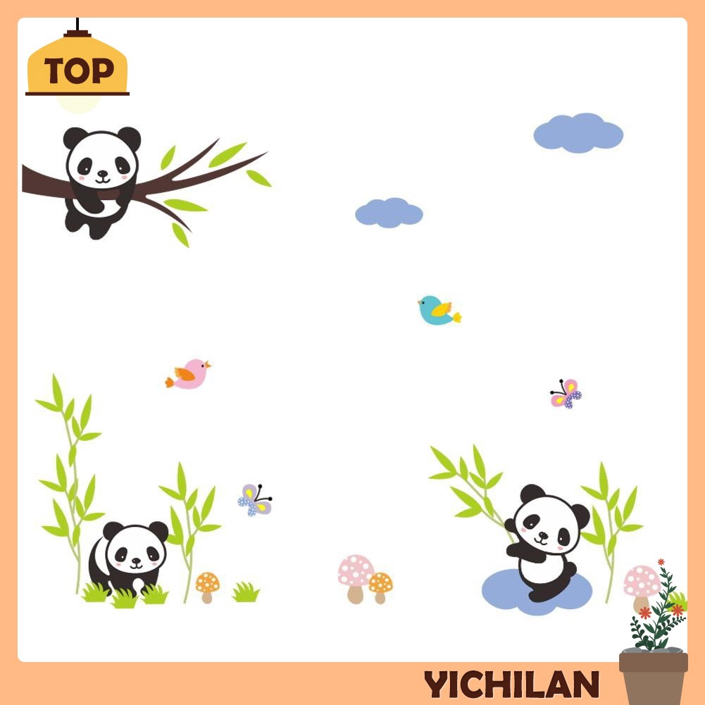 Yichilan Stiker Dinding Decal Desain Kartun Panda Diy