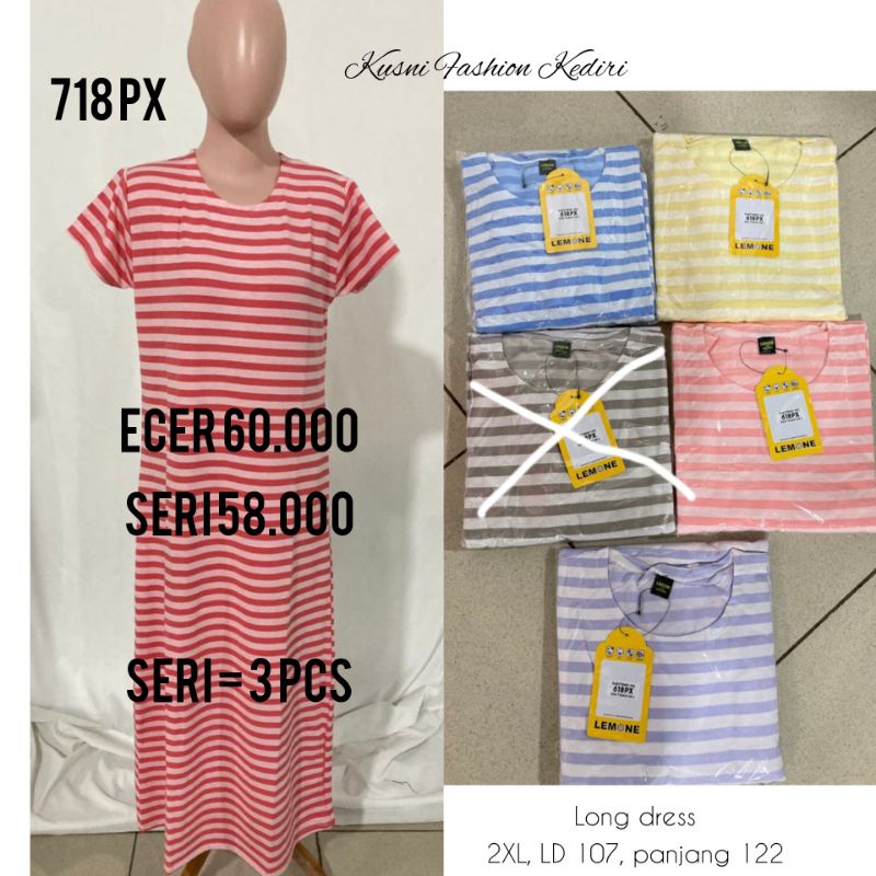 [CUCI GUDANG] Long Dress / Kaos Lemone Spandex Lengan Pendek