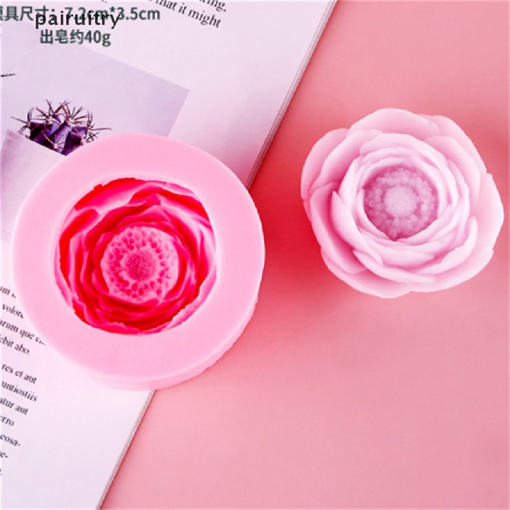 Cetakan Lilin / Sabun Handmade Bentuk Bunga Peony Bahan Silikon Untuk Dekorasi Kue