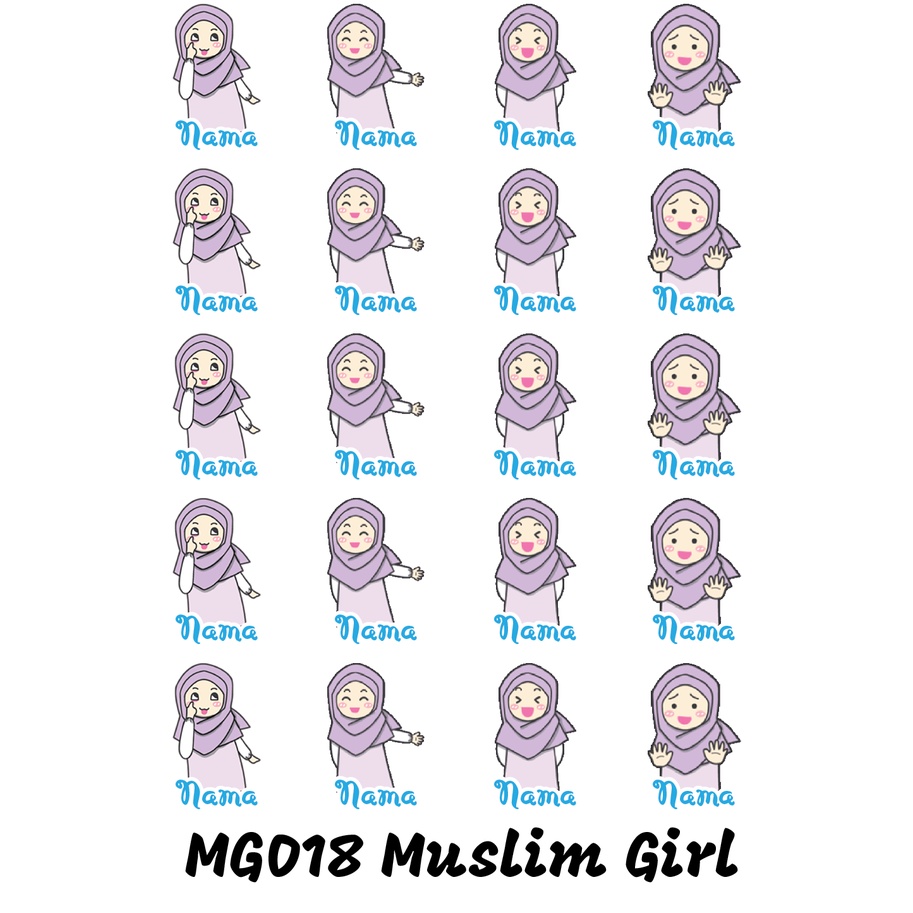 

Sticker Nama Cutting Label Waterproof Tahan Air Muslim Girl 18 (MG018)