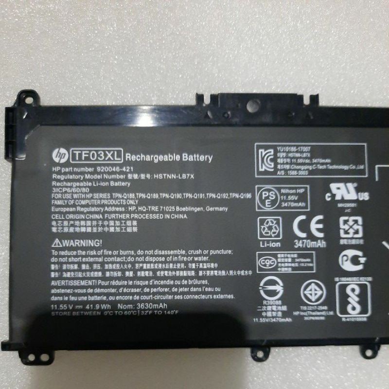 Baterai Battery Original HP Pavilion 15-CD TPN-C131 14-BF011TX TF03XL