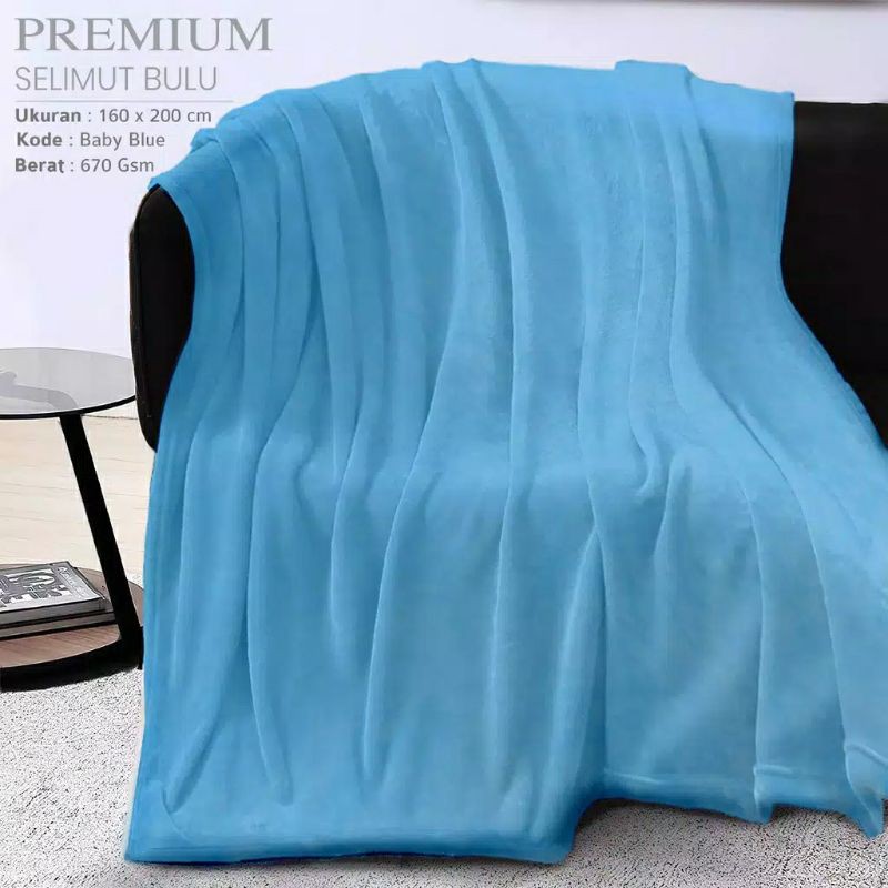 Termurah Fashion (COD) SELIMUT POLOS BULU LEMBUT HALUS WARNA BIRU UK 150cm x 200cm