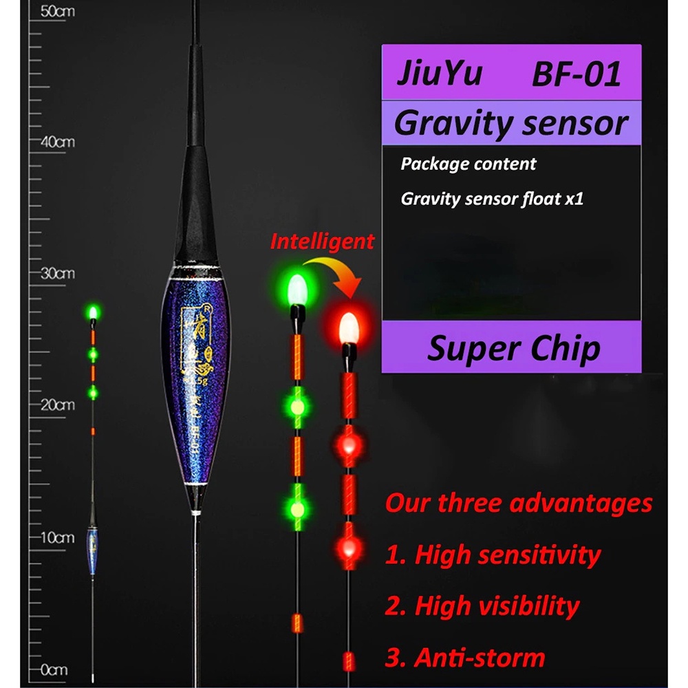 Pelampung Umpan Pancing Fishing Floats Lure Bait Gravity Sensor LED Light - Black