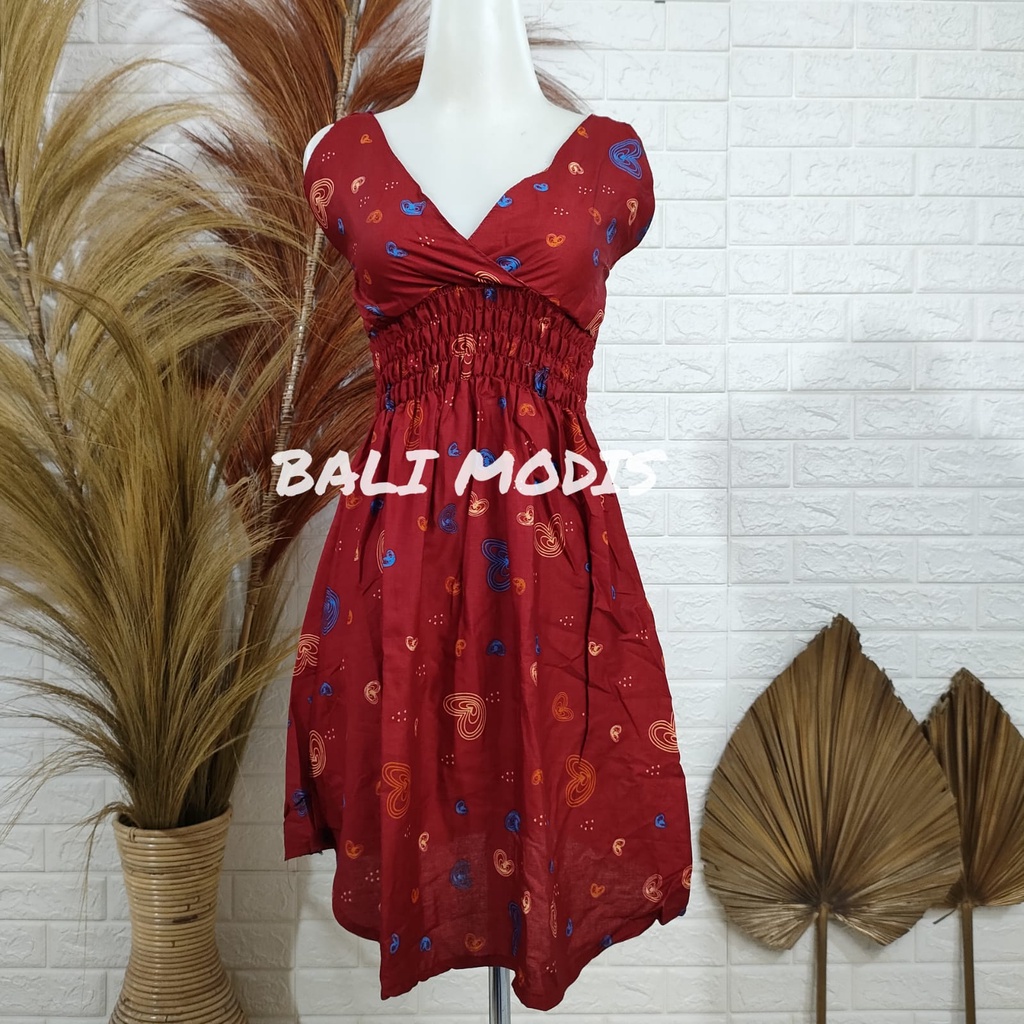 DASTER DRESS MOZA TANGGUNG BALI-MAROON LOVE