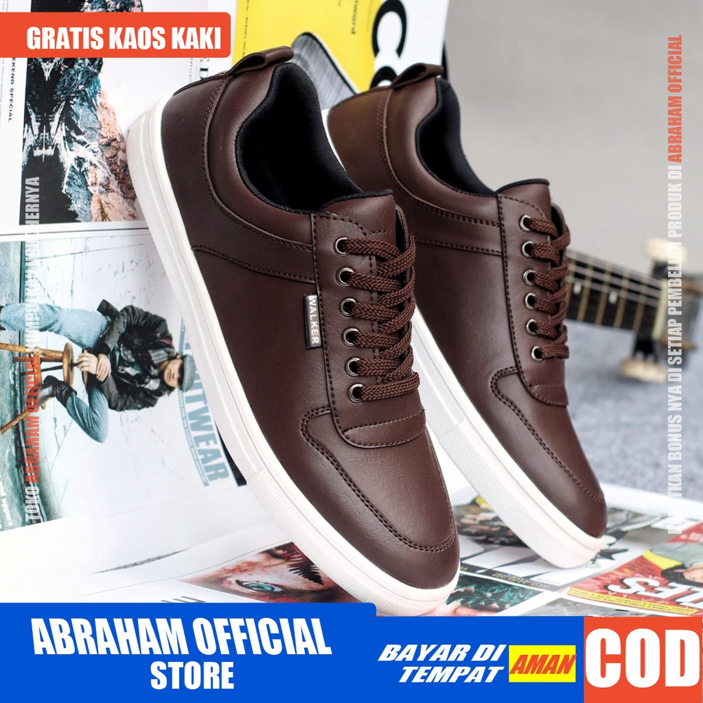 ABRHM x TIAGO Sepatu Kasual Pria Sepatu Pria Casual Sneakers Cowok/Cowo Ori Sepatu Casual Kulit Pu Sepatu Kerja Kantor Semi Formal Anti Slip Kuliah Kondangan Gaya keren Kekinian Murah Terlaris