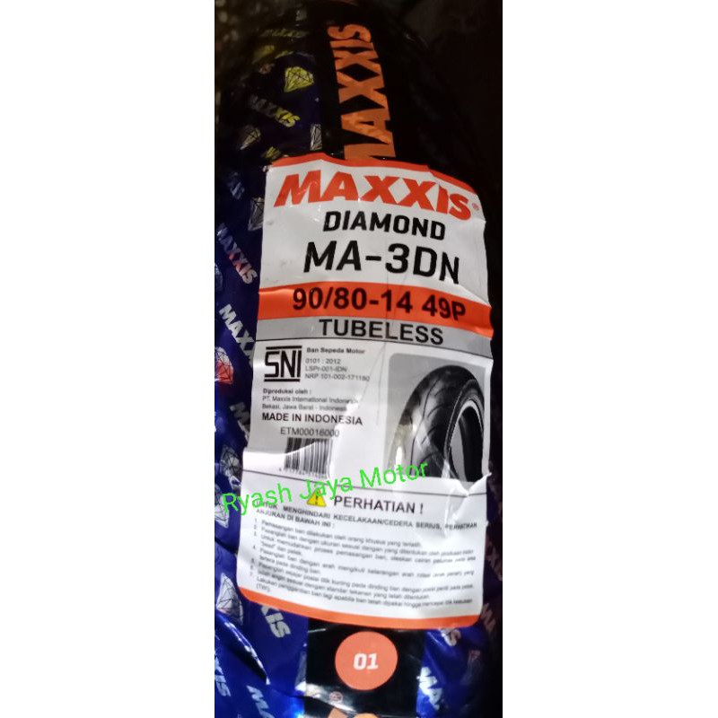 Ban tubeless Maxxis 3DN 90/80-14 for beat/vario 125/150/beat f1/scoopy/spacy/Next II/Mio M3/Xeon