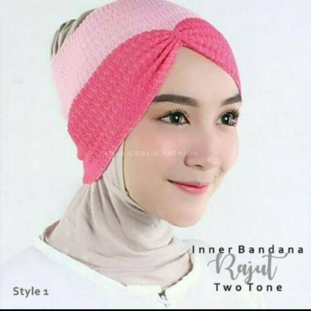 KERUT DUA WARNA•• Inner rajut dua warna kerut•Ciput anti pusing•Inner kerudung