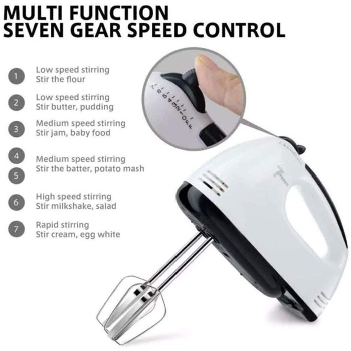 (VCM) Super Hand Mixer Pengaduk 7 Kecepatan Otomatis - Free 4 Buah Alat Pengocok - Mixer