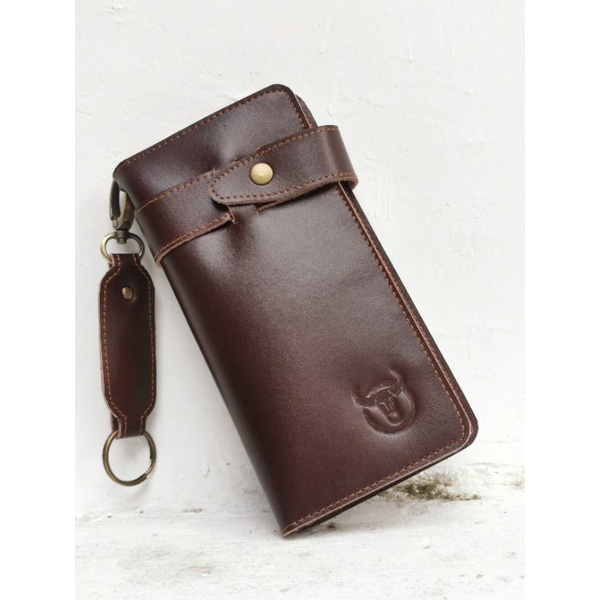 dompet kulit asli kancing Bull captain