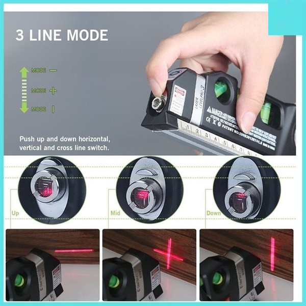 Meteran Laser Waterpass Digital - Meteran Waterpass Laser Level 3Pro Vertikal Horizontal - Penggaris Meteran Waterpass Laser
