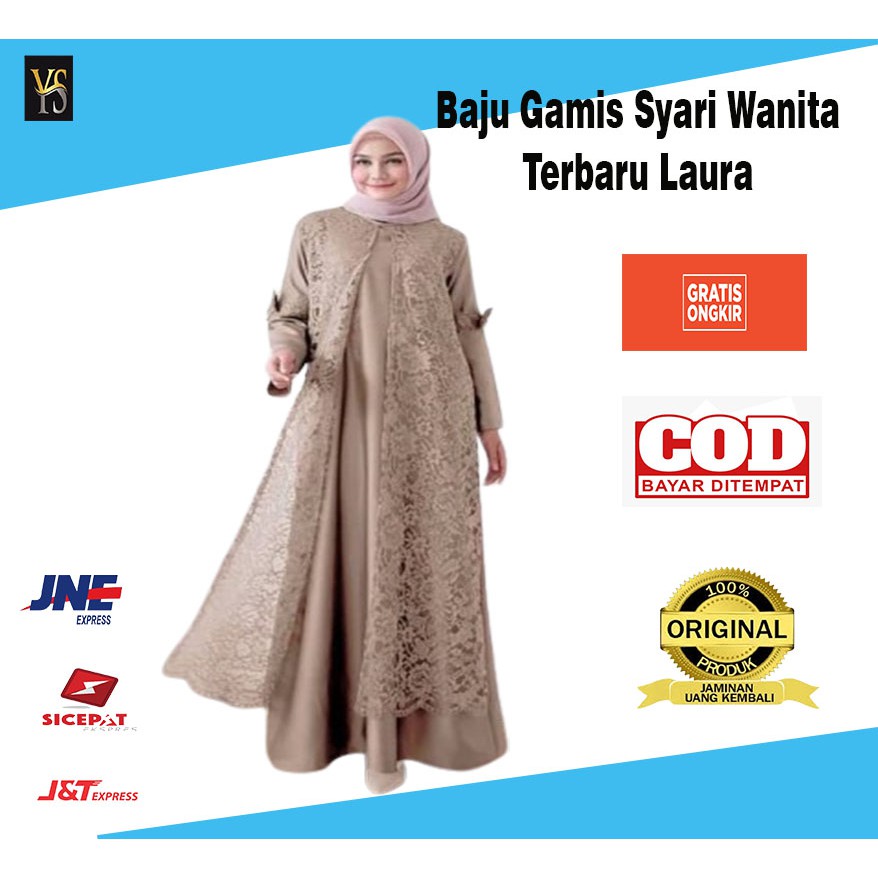 Dress Gamis Brukat Pesta Terbaru Brokat Mewah Elegan Nayla Bahan satin Warna | LaMarema VB-028